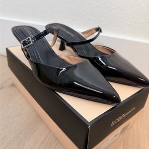 NEW ✨ BCBGeneration Katalina Black Patent Mule Heels Size 9 | Pointed Toe